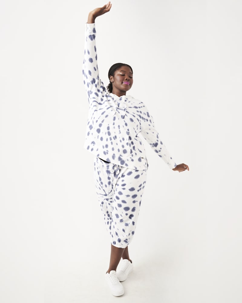 Plus size model with hourglass body shape wearing Della Tie-Dye French Terry Joggers by Marc NY | Dia&Co | dia_product_style_image_id:160872